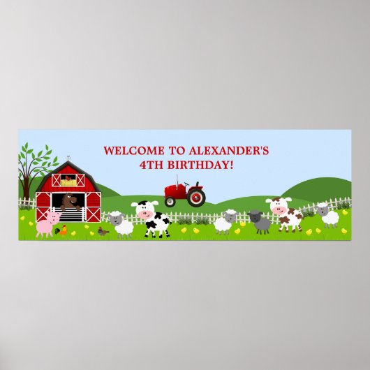Barnyard Farm Animals Geburtstagsbanner Poster (Vorne)