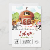 Barnyard Farm Animals Geburtstagsparty Einladung (Vorderseite)