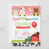 Barnyard Farm Animals Geburtstagsparty Einladungen (Vorderseite)