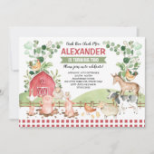 Barnyard Farm Animals Grüne Geburtstagspartei Einladung (Vorderseite)