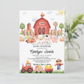 Barnyard Farm Animals Kinderdusche Einladung (Stehend Vorderseite)