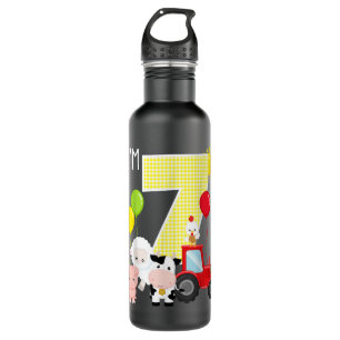 Barnyard Farm Animes 7. Geburtstag 7 Jahre alt Bir Edelstahlflasche