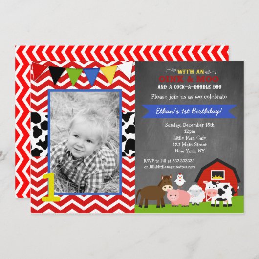 Barnyard Farm Birthday Party Einladungen (Vorne/Hinten)