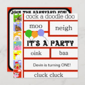 Barnyard-Farm- der Einladung (Vorne/Hinten)