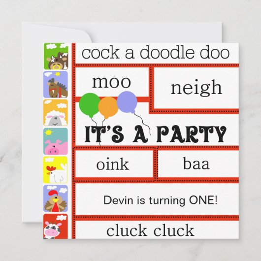 Barnyard-Farm- der Einladung (Vorderseite)