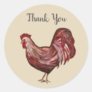 Barnyard Farm Party Rooster Danke Stickers