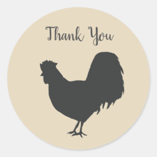 Barnyard Farm Party Rooster Danke Stickers