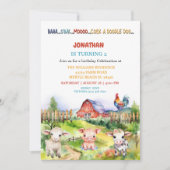 Barnyard Farm Theme Boys 2. Geburtstag Party Einladung (Vorderseite)