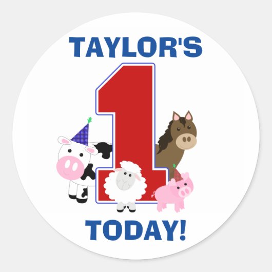 Barnyard First Birthday Sticker (Vorderseite)