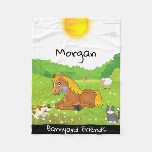 Barnyard Friends Pony, Cat, Hund, Huhn, Lamm Fleecedecke (Vorderseite)