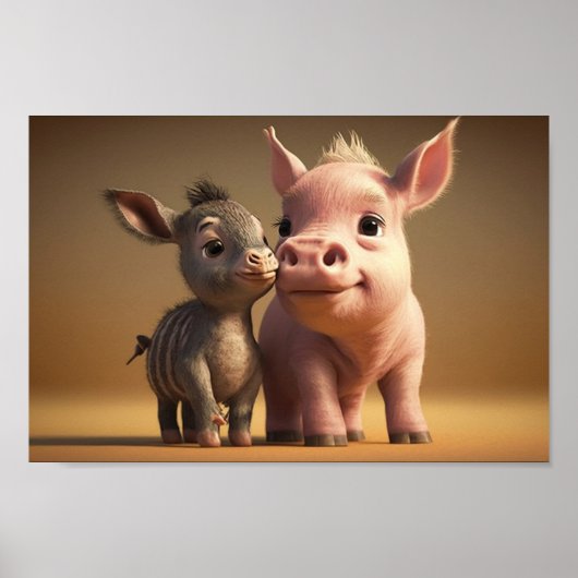 Barnyard Friends Series - Esel und Ferkel Poster (Vorne)