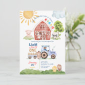 Barnyard Fun 1. Geburtstag Foto Einladung (Stehend Vorderseite)