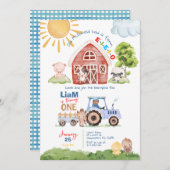 Barnyard Fun 1. Geburtstag Foto Einladung (Vorne/Hinten)