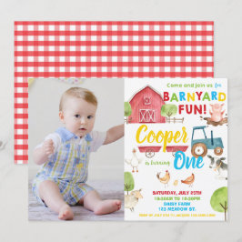 Barnyard Fun 1. Geburtstag Party Farm Animals Foto Einladung