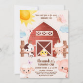 Barnyard Fun 1. Geburtstag Party Farm Tiere Einladung (Vorderseite)