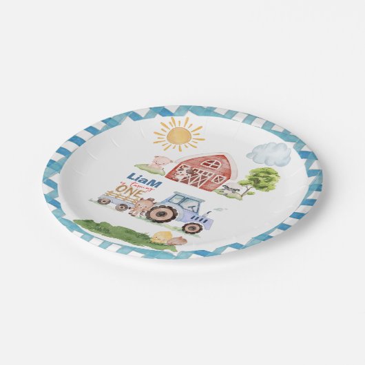 Barnyard Fun 1st Birthday Pappteller (Schrägansicht)