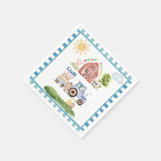 Barnyard Fun 1st Birthday Serviette (Ecke)
