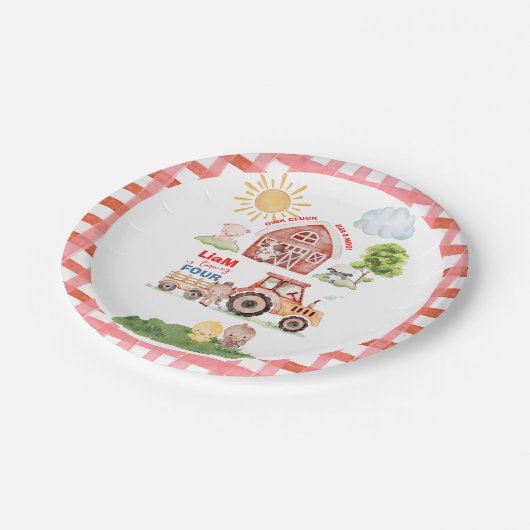 Barnyard Fun Any Age Birthday Pappteller (Schrägansicht)