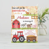 Barnyard Fun Farm Animals Geburtstag Einladung (Stehend Vorderseite)