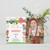 Barnyard Geburtstagseinladungen mit Foto Einladung (Stehend Vorderseite)