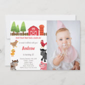 Barnyard Geburtstagseinladungen mit Foto Einladung (Vorderseite)