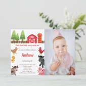 Barnyard Geburtstagseinladungen mit Foto Einladung (Stehend Vorderseite)