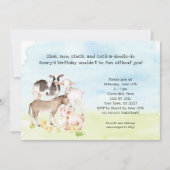 Barnyard Geburtstagsfeier Einladung, Babytiere Einladung (Vorderseite)