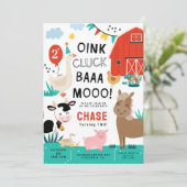 Barnyard Geburtstagspartei Einladung (Stehend Vorderseite)