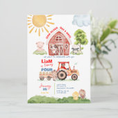 Barnyard jedes Alter Geburtstag Foto Einladung (Stehend Vorderseite)