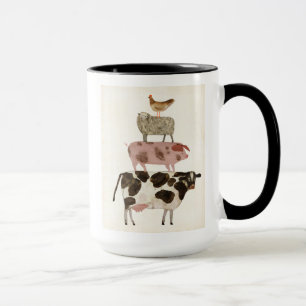 Barnyard-Knospen - Kuh, Schwein, Schafe und Henne Tasse