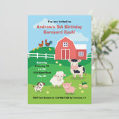 Barnyard mit Tieren Geburtstagsparty Einladung (Stehend Vorderseite)