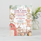 Barnyard Niedlich Boy Farm 2. Geburtstag Einladung (Stehend Vorderseite)