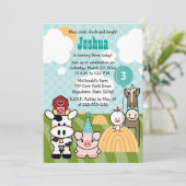 Barnyard-Party-Bauernhof-Geburtstags-Einladungen Einladung (Stehend Vorderseite)