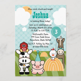 Barnyard-Party-Bauernhof-Geburtstags-Einladungen Einladung