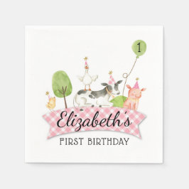 Barnyard Party Napkins, Girls Barnyard Geburtstag Serviette
