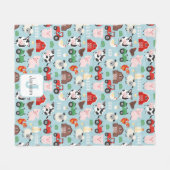 Barnyard Pattern Farm Tier Niedliche Kinder Fleecedecke (Vorderseite (Horizontal))