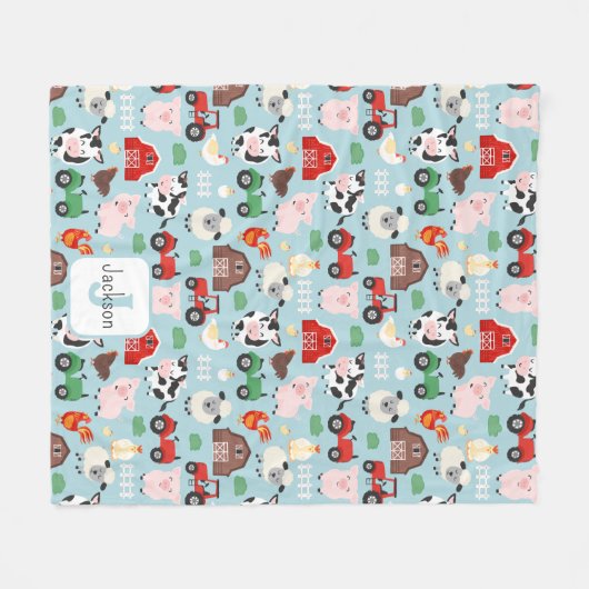 Barnyard Pattern Farm Tier Niedliche Kinder Fleecedecke (Vorderseite (Horizontal))