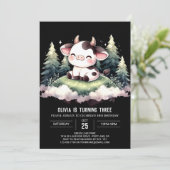 Barnyard Printable Cow Birthday Einladung (Stehend Vorderseite)