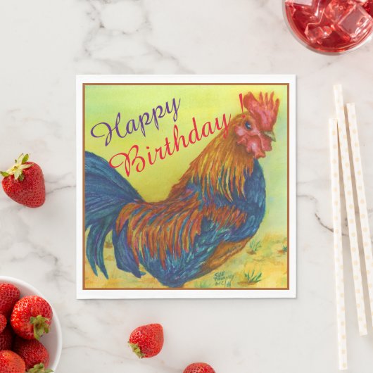 Barnyard Rooster Happy Birthday Party Celebration Serviette (Beispiel)