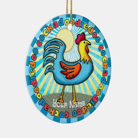 Barnyard Rooster Keramik Ornament (Rechts)