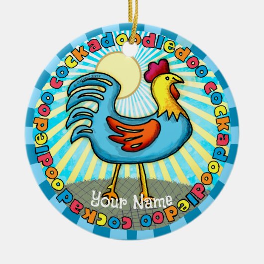 Barnyard Rooster Keramik Ornament (Vorne)