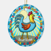 Barnyard Rooster Keramik Ornament (Links)