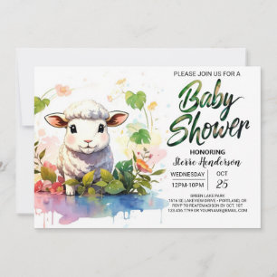 Barnyard Sheep Girl Baby Dusche Einladung
