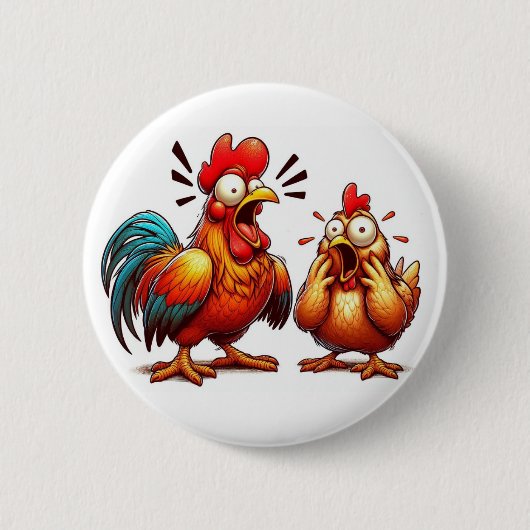 "Barnyard Sparring Chickens" Match Button (Vorderseite)