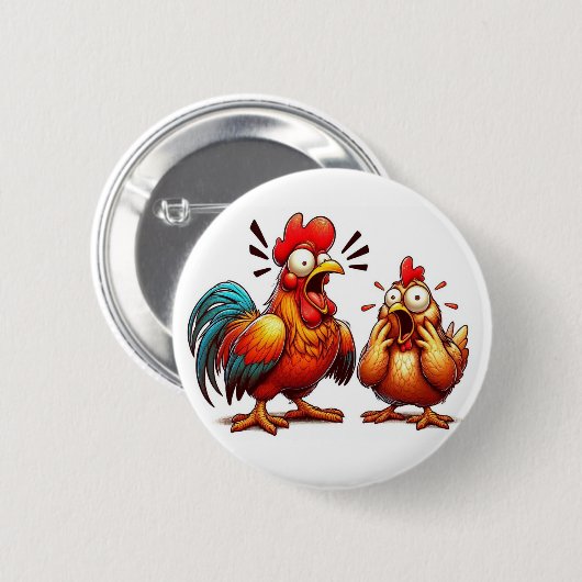 "Barnyard Sparring Chickens" Match Button (Vorne & Hinten)
