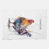 Barnyard Splendor: Wasserfarbenhen, benutzerdefini Geschirrtuch (Horizontal)