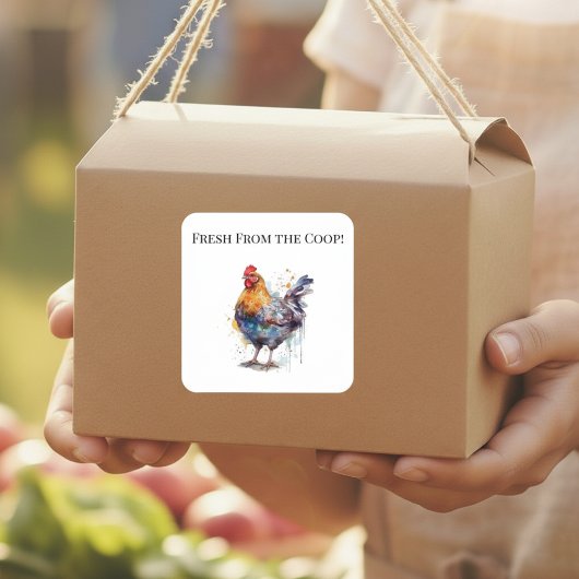 Barnyard Splendor: Wasserfarbenhen, benutzerdefini Quadratischer Aufkleber