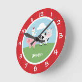 Barnyard Tiere Kinderzimmer Wall Clock Runde Wanduhr (Winkel)