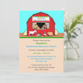 Barnyard Tiere Petting Zoo Geburtstagspartei Einladung (Stehend Vorderseite)