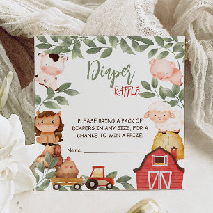 Barnyard-Tiere Wasserfarbe Boho-Windel-Raffle Begleitkarte